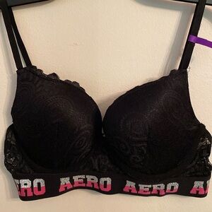Aeropostale Black Lace Bra with Aero Logo Band, size: 36C. NWOT